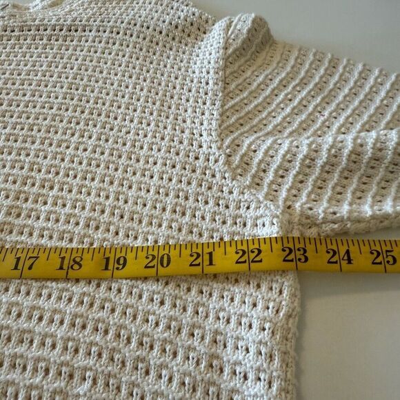 Vintage Eddie Bauer Loose Fit Ivory Crochet Knit Sweater Sz L Retro, Boho - Picture 5 of 12